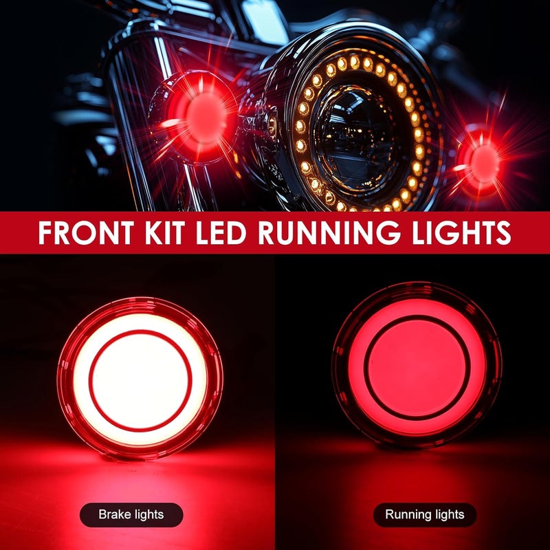 DREAMIZER إشارات دوران LED 1157 للدراجات النارية أمامية وخلفية 2 بوصة عدسة مدخنة أضواء تشغيل نهارية أضواء فرامل متوافقة مع هارلي سوفتيل تورينغ داينا سبورتستر رود كينج إلكترا جلايد - Image 3
